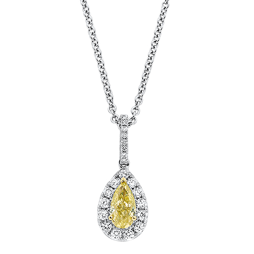 View Fancy Yellow Pear Diamond Pendant With Chain