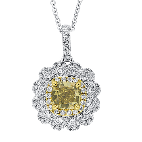 View Yellow Diamond and Diamond Pendant With Chain