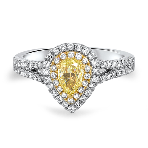View Fancy Yellow Diamond and Diamond Ring