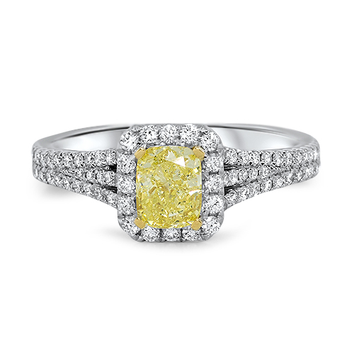 View Fancy Yellow Cushion Diamond Ring