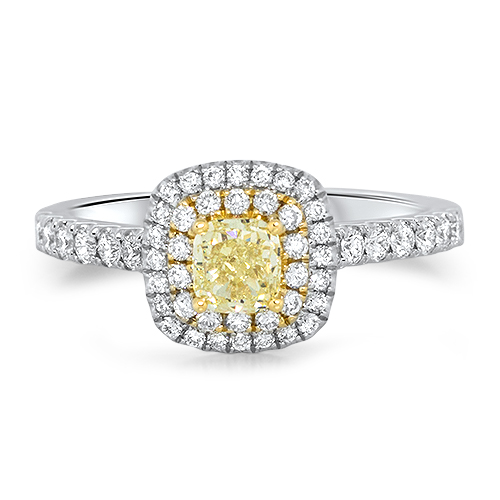 View Fancy Yellow Cushion Diamond Ring