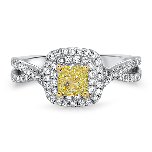 View Fancy Yellow Cushion Diamond Ring