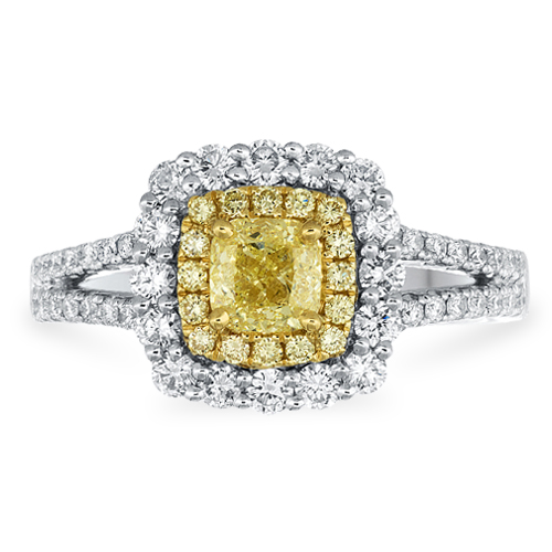 View Yellow Diamond and Diamond Ring