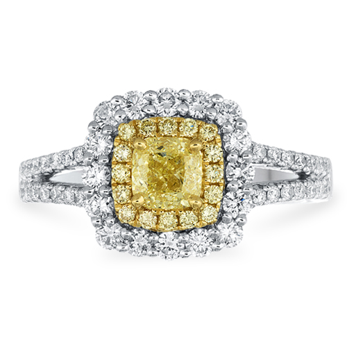 View Yellow Diamond And Diamond Ring