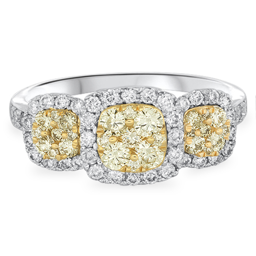 View Yellow Diamond and Diamond Cluster Ring