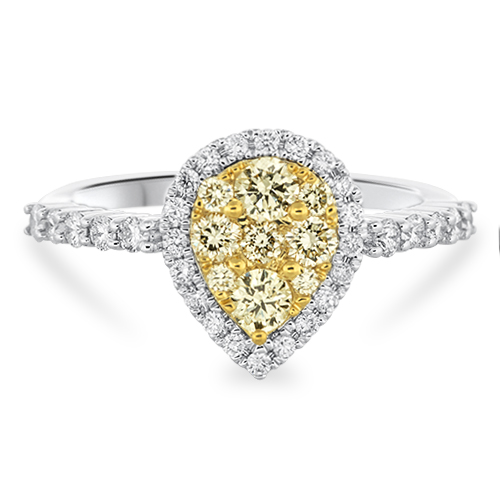 View Yellow Diamond and Diamond Cluster Ring