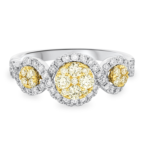 View Yellow Diamond and Diamond Cluster Ring