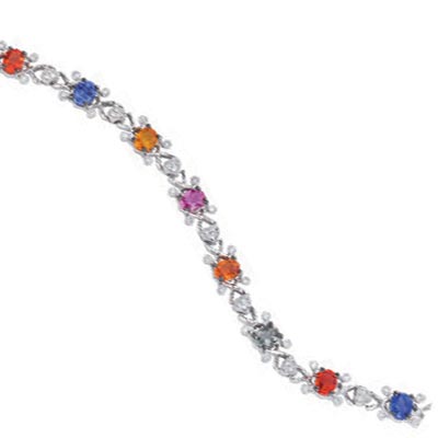 View Diamond and  Multi Sapphire Bracelet