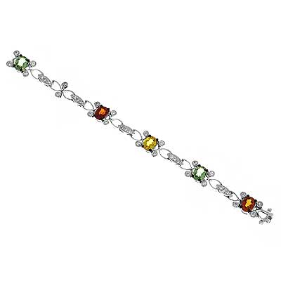 View Diamond and Multi Sapphire Bracelet