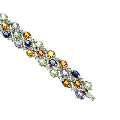 View Multi Color Semi Precious and Diamond Bracelet