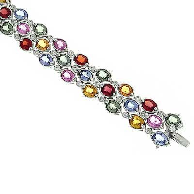 View Diamond and Multi Sapphire Bracelet