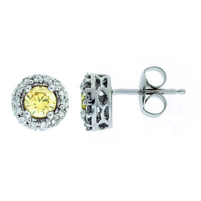 View Brown and White Diamond Earrings