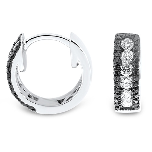 View Black And White Diamond Hoop Earrings