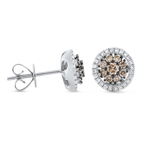 View Brown and White Diamond Earrings