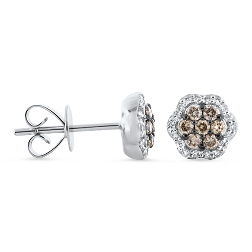 View Brown and White Diamond Earrings