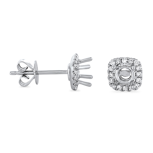 View Diamond Halo Semi Mount Earrings