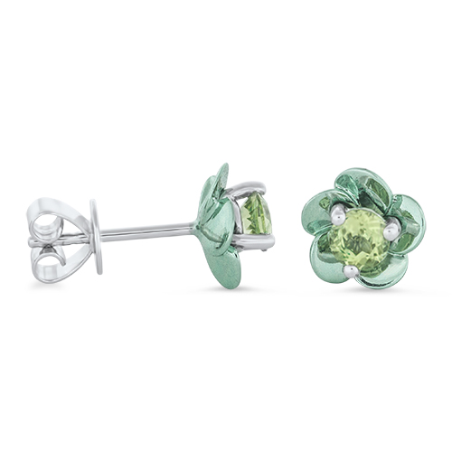 View Peridot Mini Flower Earrings