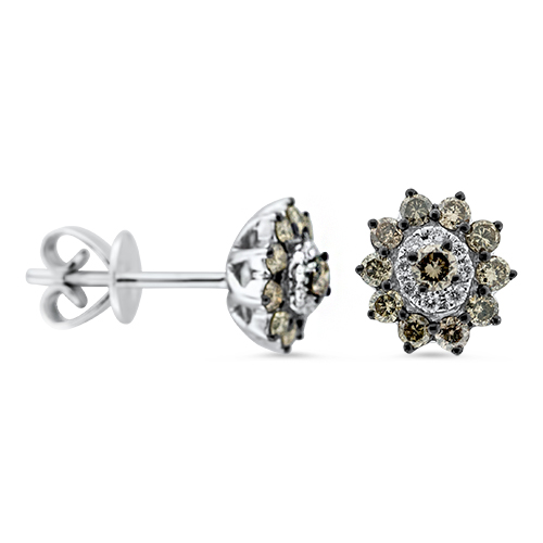 View Brown and White Diamond Earrings