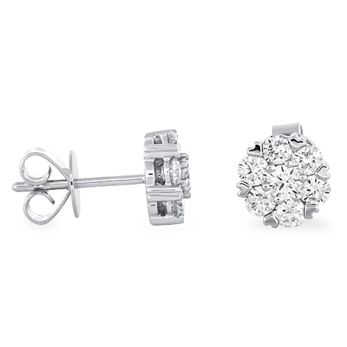 View Diamond Cluster Earrings