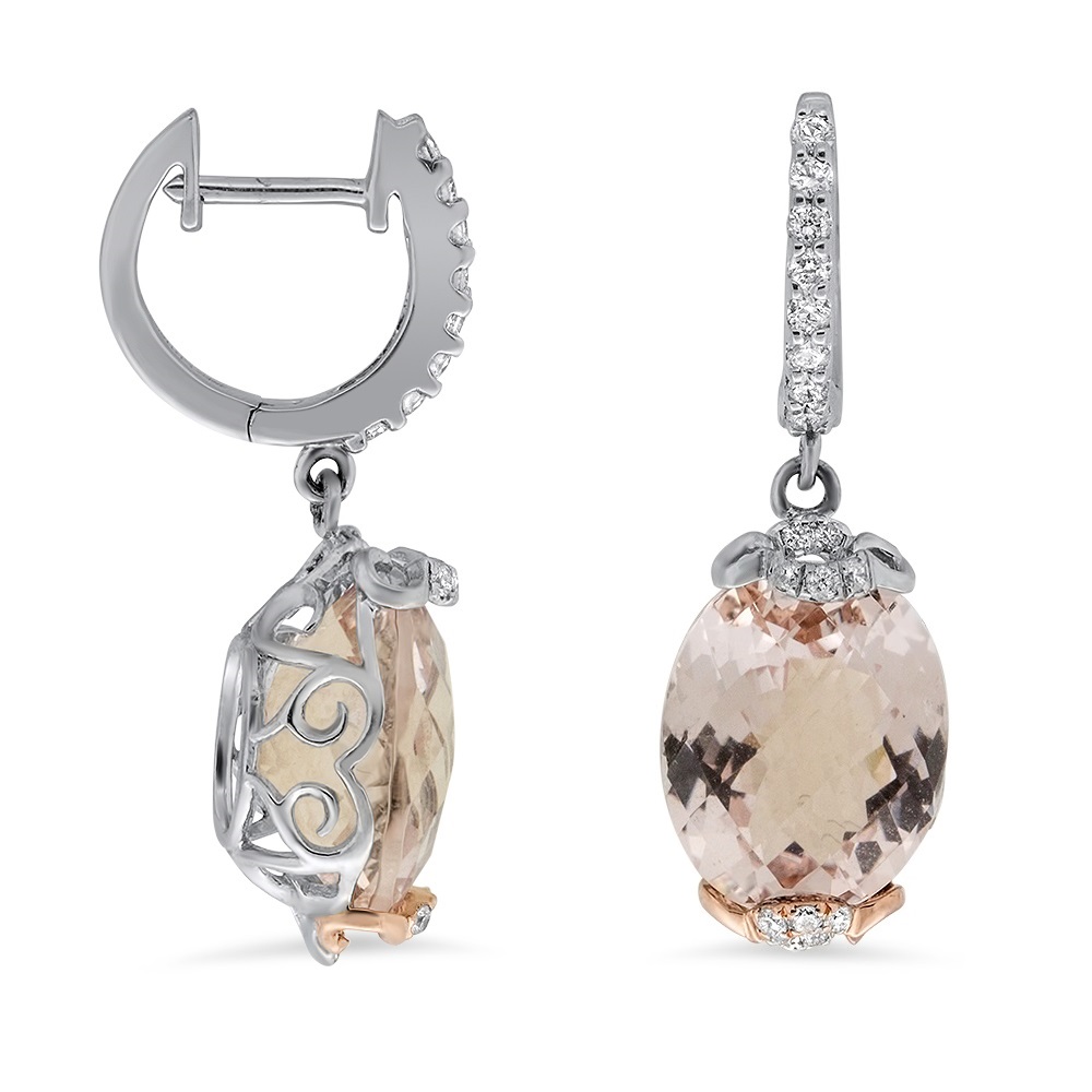 View Morganite and Diamond Dangling Earring