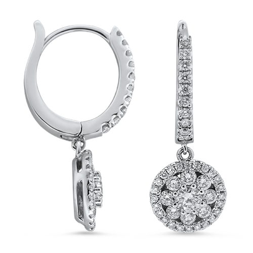 View Diamond Hoop Cluster Drop Earrings
