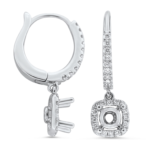 View Diamond Hoop Drop Earrings (0.50ct Center)