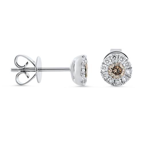 View Brown Diamond And Diamond Stud Earrings