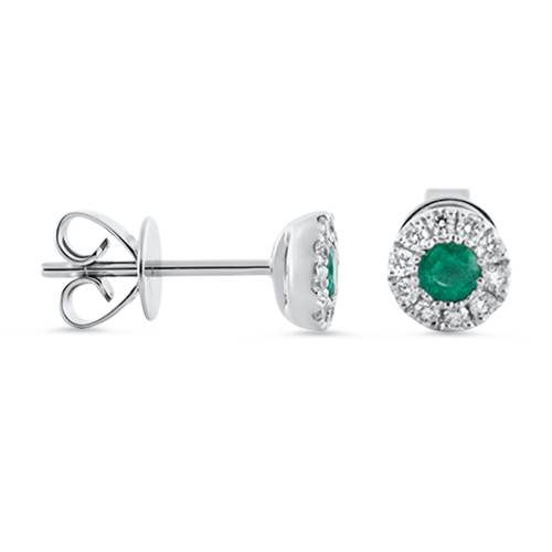 View Emerald and Diamond Stud Earring