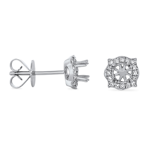 View Diamond Halo Semi Mount Earrings