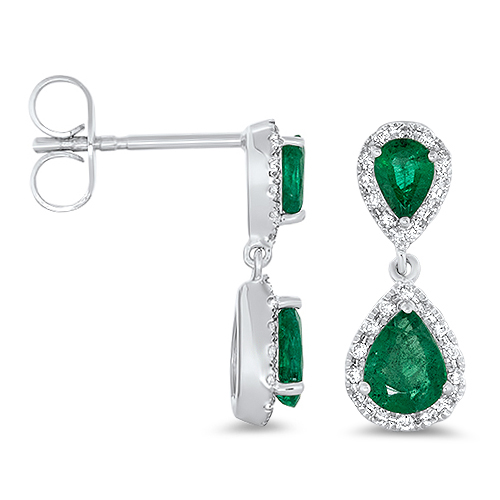 View Emerald And Diamond Drop Earrings