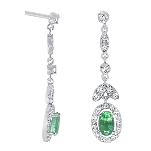 View Emerald and Diamond Drop Earrings