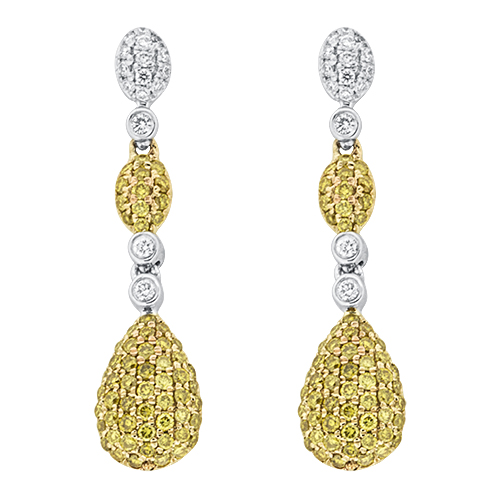 View Yellow Diamond and Diamond Drop Earrings