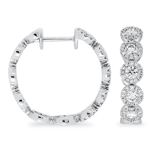 View Diamond Cluster Hoop Earrings (Front Only)
