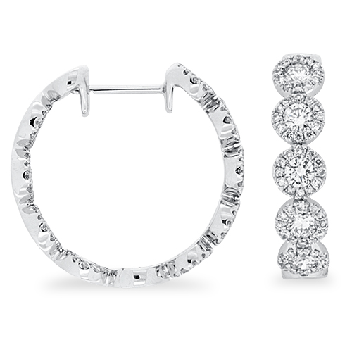 View Diamond Cluster Hoop Earrings