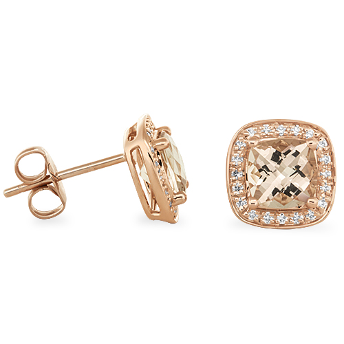 View Pink Morganite and Diamond Earrings