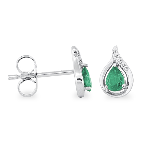 View P/S Emerald And Diamond Earrings