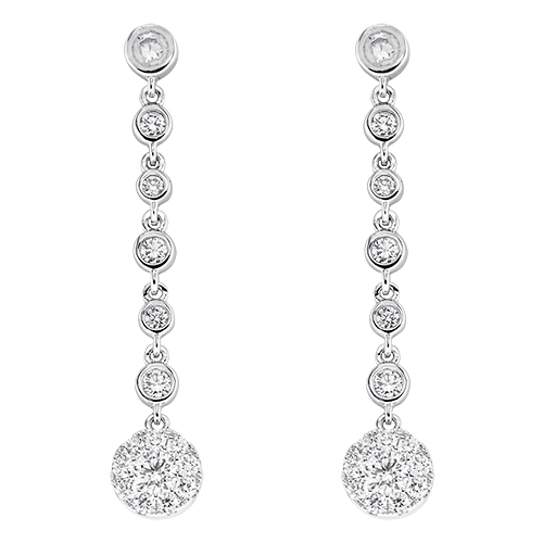 View Dangle Diamond Cluster Earrings