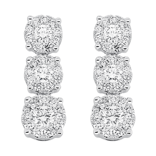 View Diamond 3 Section Cluster Earrings