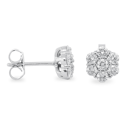 View Diamond Cluster Stud Earrings