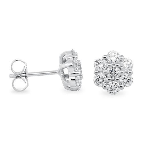 View Diamond Cluster Stud Earrings