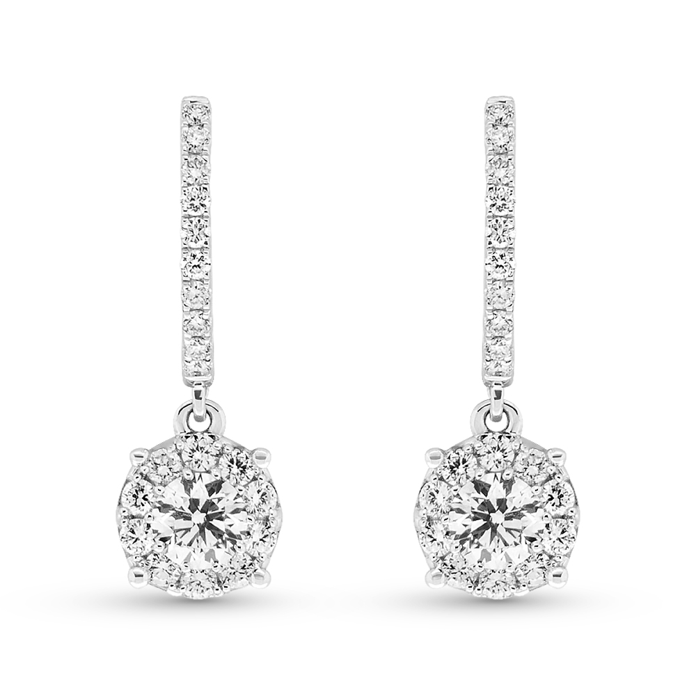 View Cluster Diamond Dangle Earrings