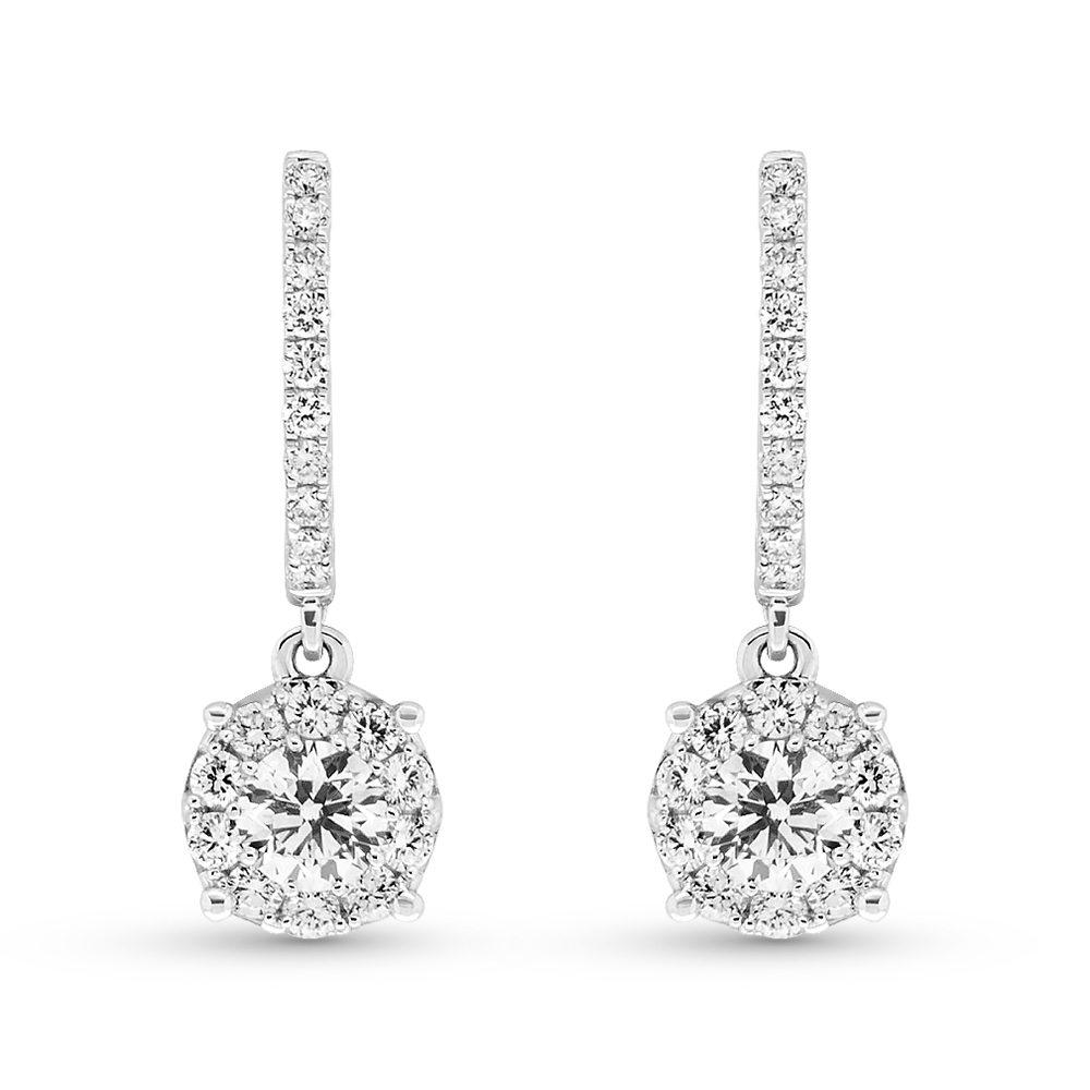 View Cluster Diamond Dangle Earrings