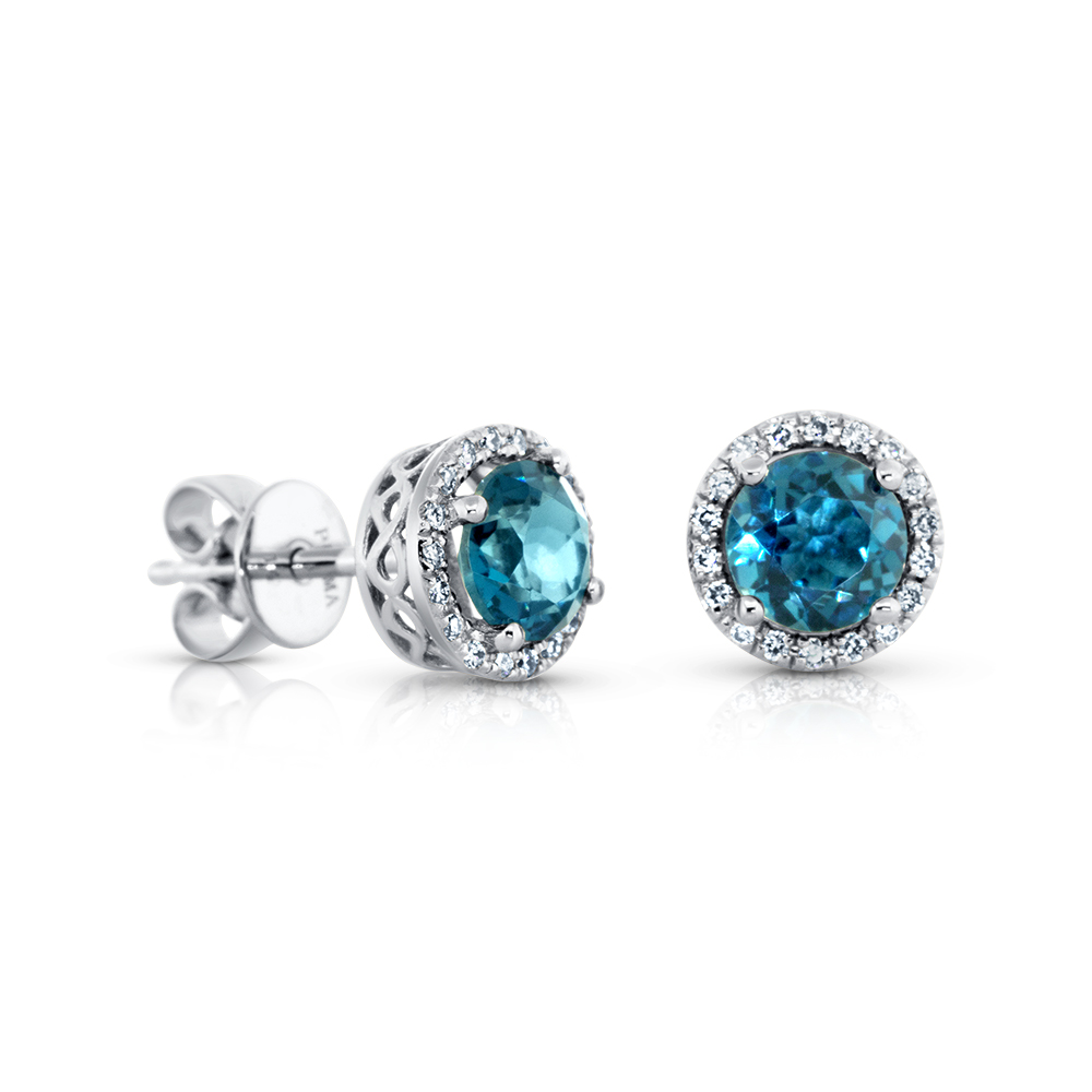 View London Blue and Diamond Halo Earrings