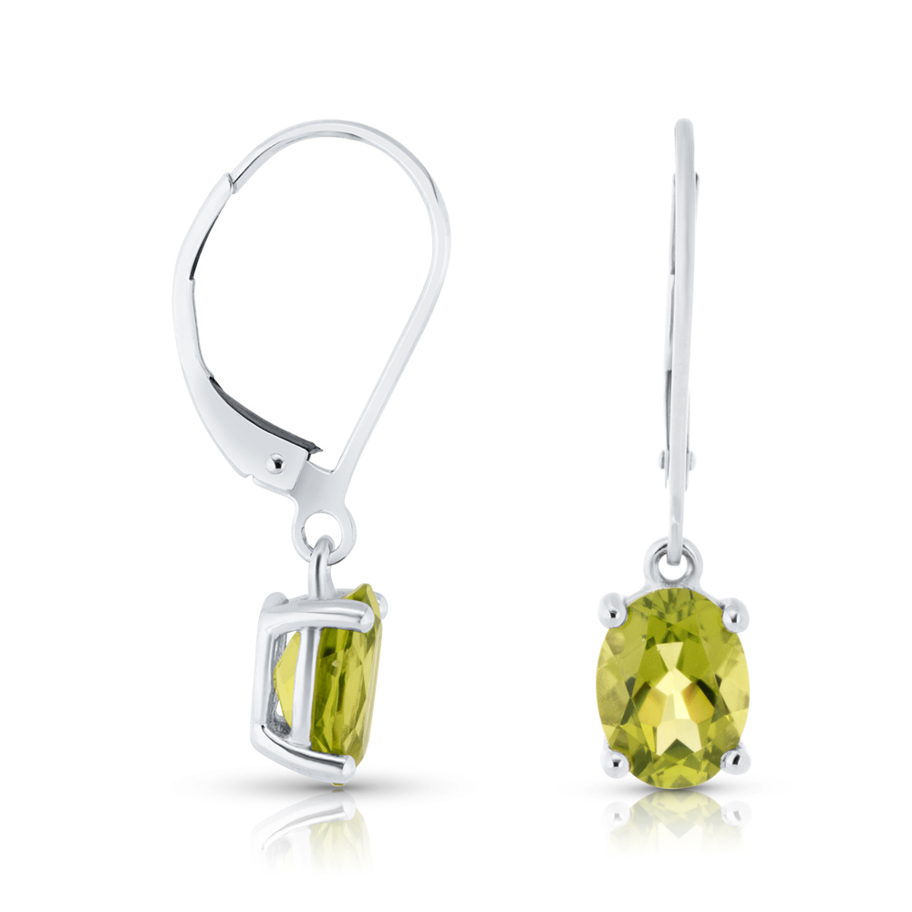 View Peridot Drop Earrings 8x6 Oval