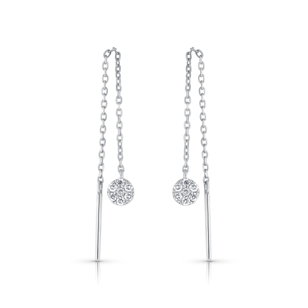 View Diamond Cluster Threader Earrings