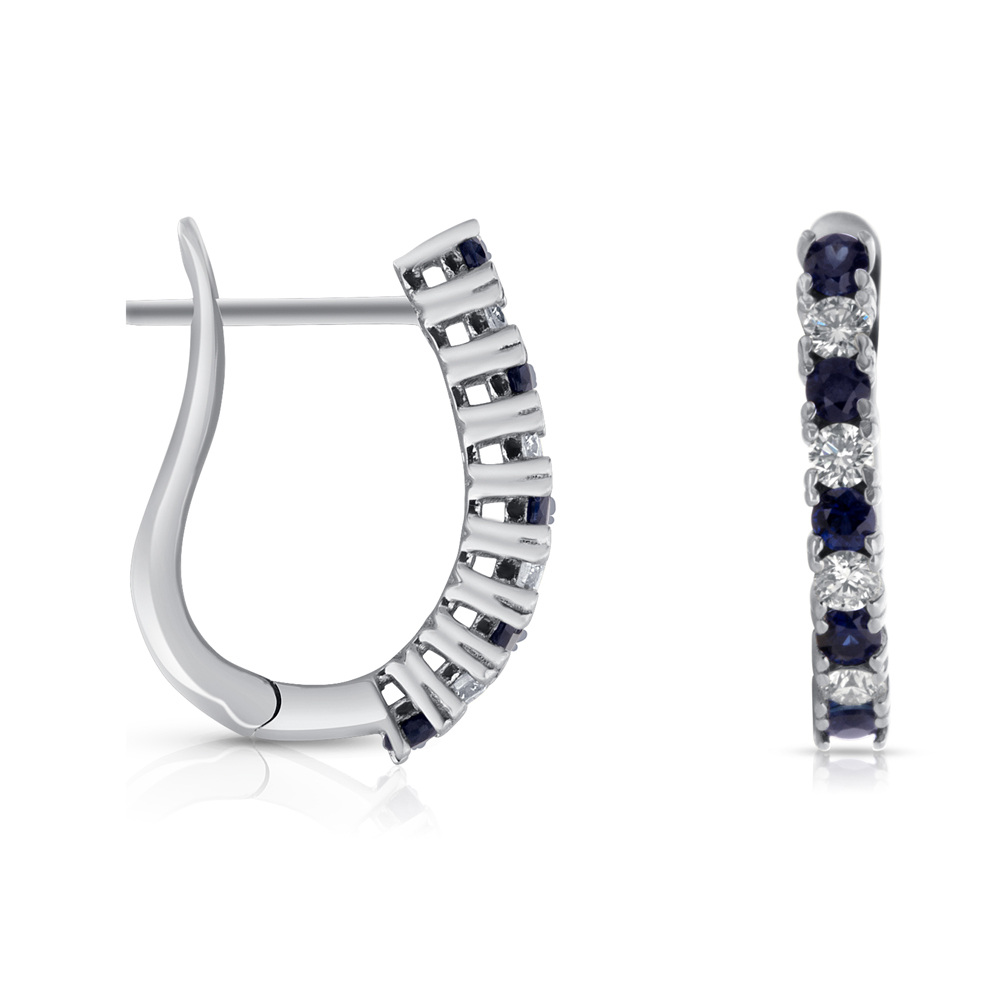 View Sapphire And Diamond Hoop Earrings