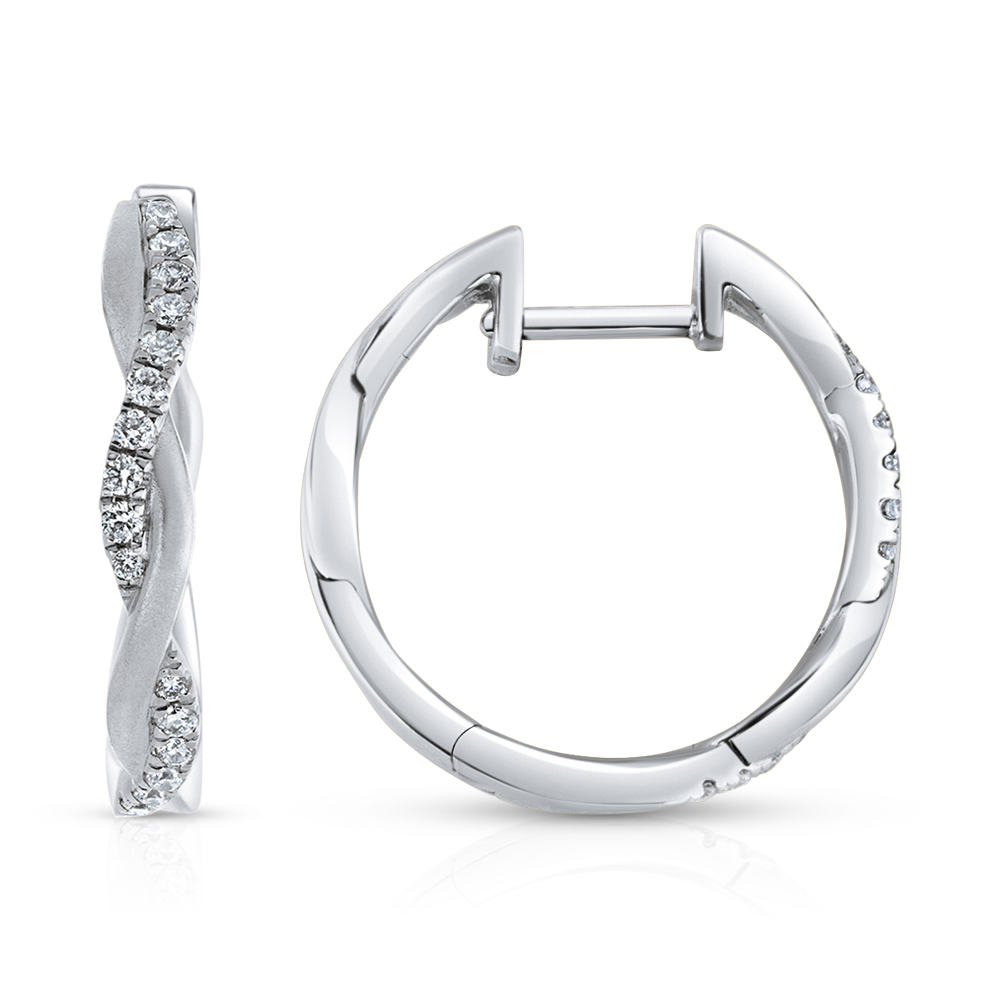 View Diamond Twist Hoop Earrings