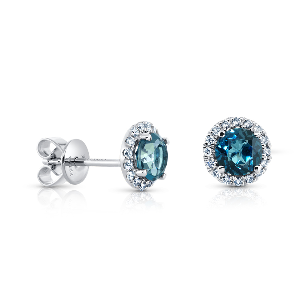 View London Blue Halo Diamond Earrings