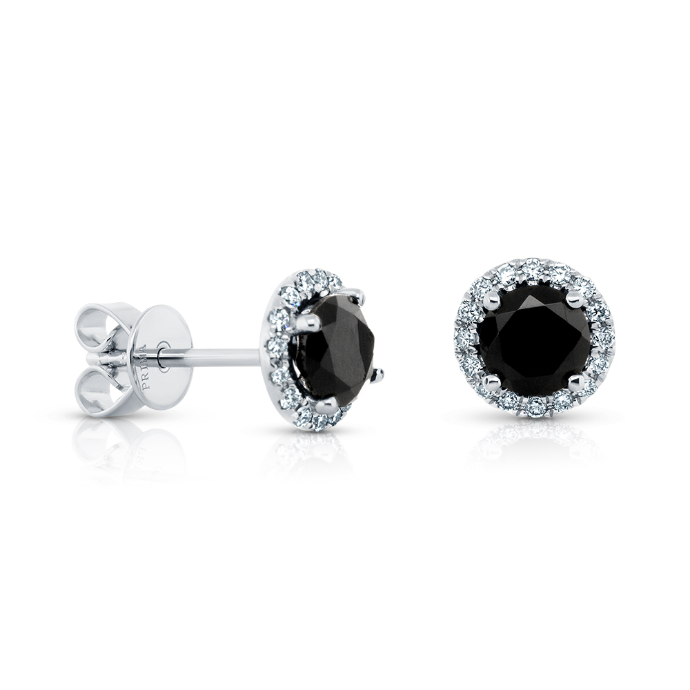 View Black Onyx Halo Diamond Earrings