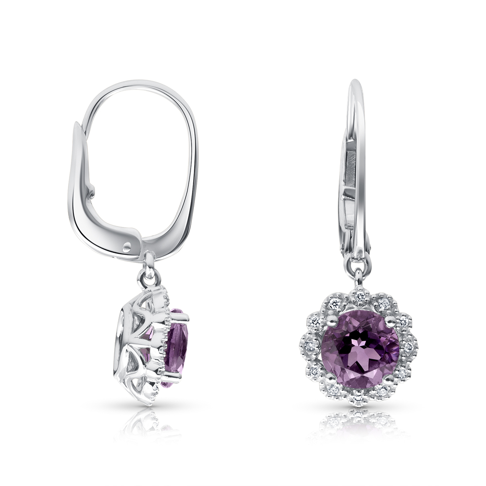 View Amethyst And Diamond Dangle Earrings